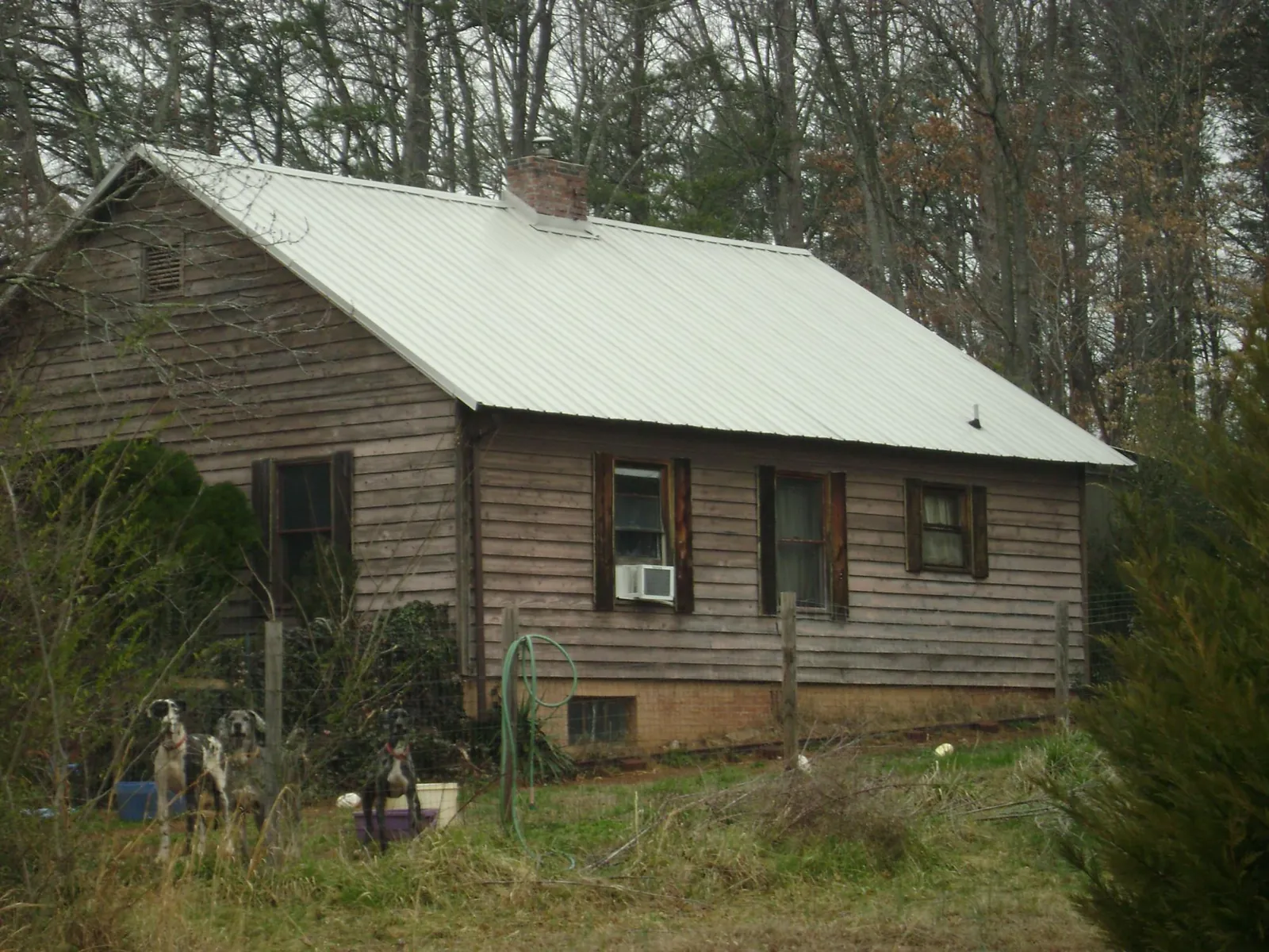 White metal roof on an old wood sided farmhouse, from a Asphalt Shingle Roof Repair job in Vicksburg
